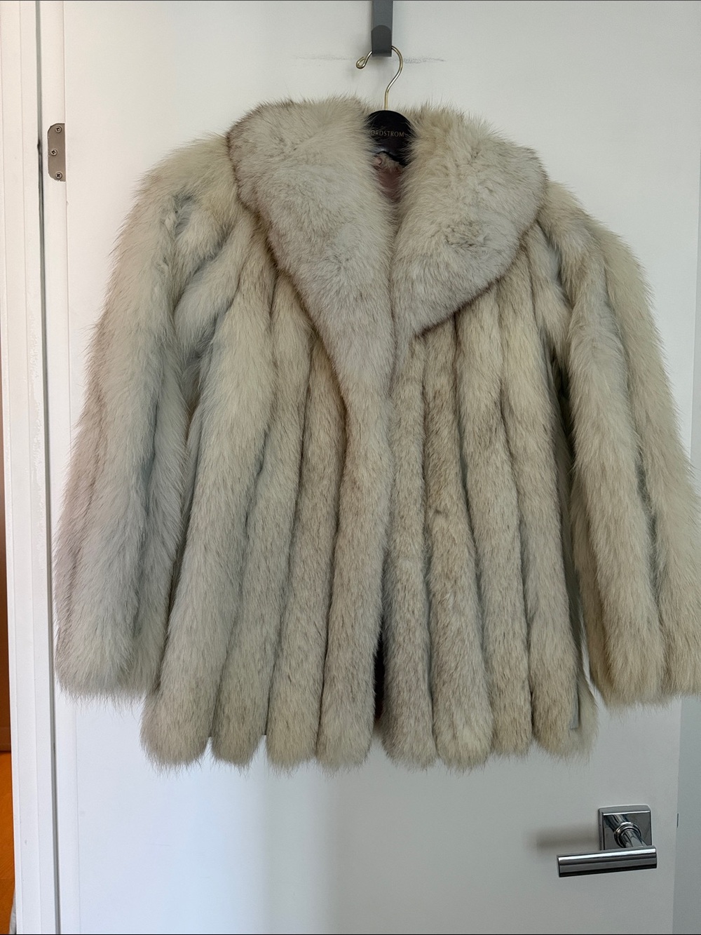 Fox Fur Coat - White / Gray